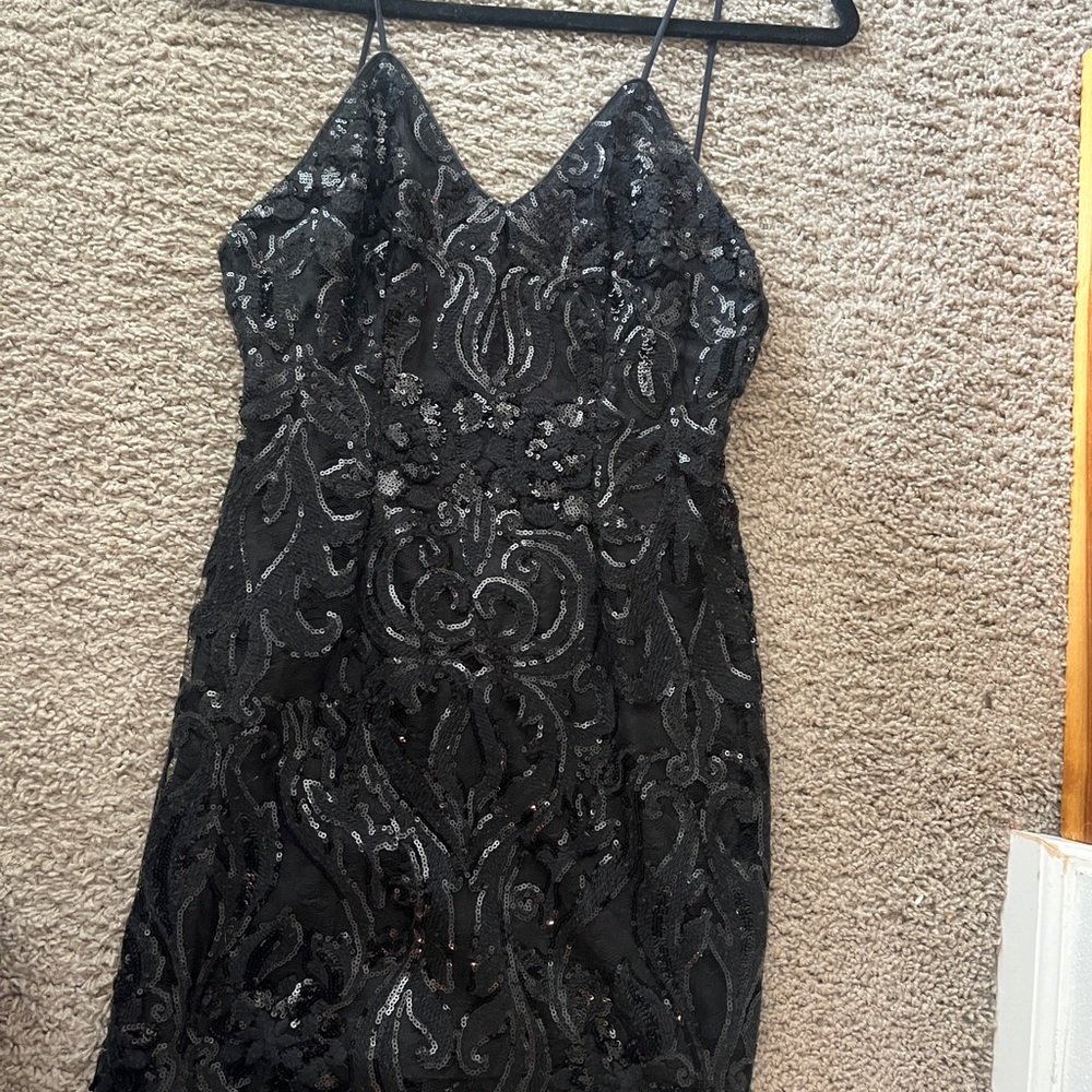 Tobi Black and Silver Embellished Mini Dress